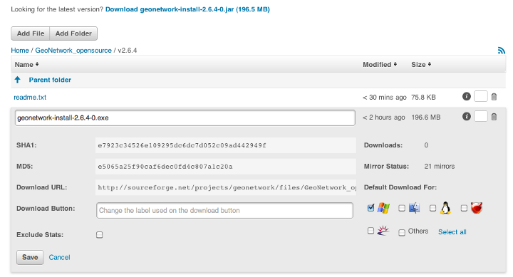 Details of the Windows installer file